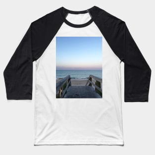 Blue Ocean Waves Sunset Baseball T-Shirt